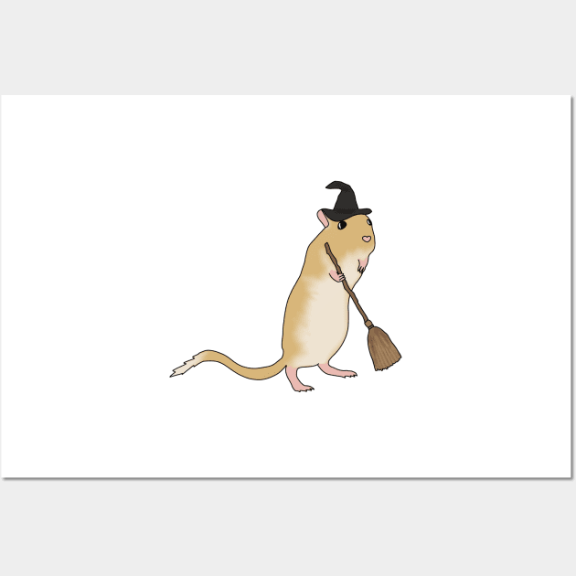 Cute golden gerbil witch Wall Art by Becky-Marie